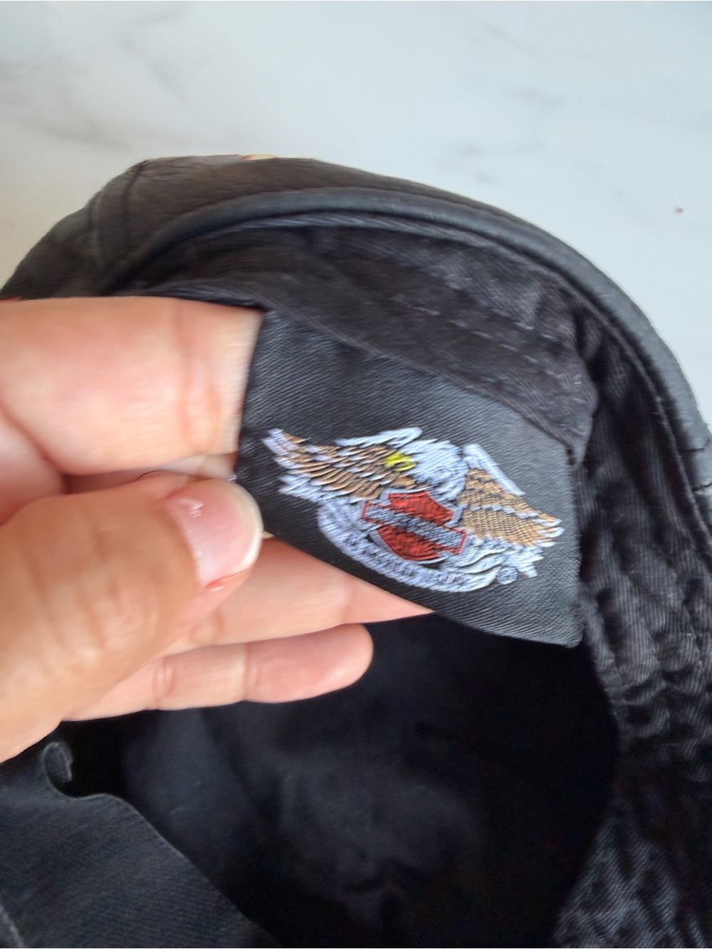 Vintage Harley-Davidson Black Leather Beret Embroidered Biker Hat Unisex - Picture 11 of 14